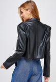 Cropped Faux Leather Blazer