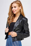 Cropped Faux Leather Blazer