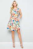 SUMMER STYLED MUSHROOM PRINT SKATER DRESS WITH POCKETS