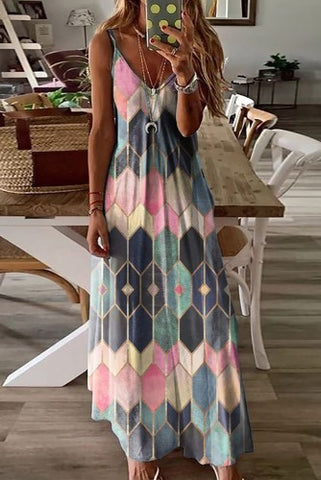 Maxi Dress with Honey Comb pattern