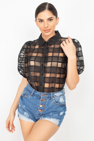 Short Sleeves Organza Top