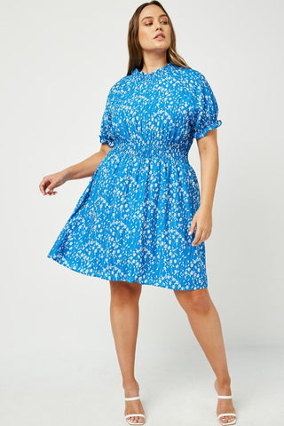 Plus  Size Floral Smocked Mini Dress