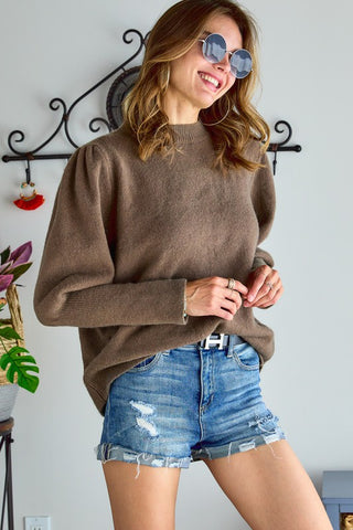 Round Neck Puffy Sleeve  Lantern Sleeve  Sweater