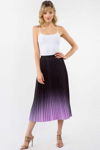 Gradient Pleated Midi Skirt