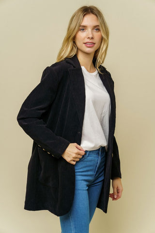 Button Front Oversized Corduroy Jacket