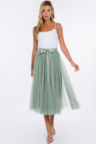 TULLE PANEL MIDI SKIRT