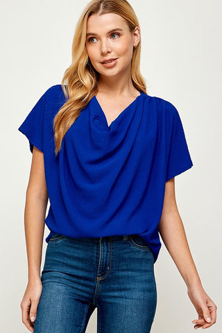 Solid cowl neck top