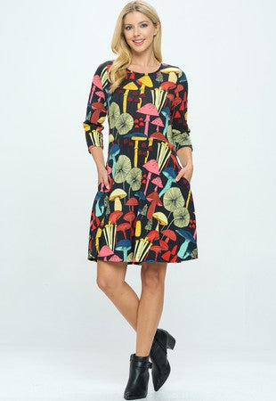 MUSHROOM PRINT WINTER TUNIC DRESS