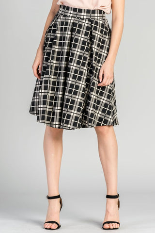 Big Check Pleaded Skirt-Black and White -SK1700P-1