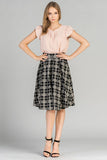 Big Check Pleaded Skirt-Black and White -SK1700P-1