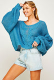 BOXY LOOSE CHUNKY CABLE KNIT OVERSIZE SWEATER