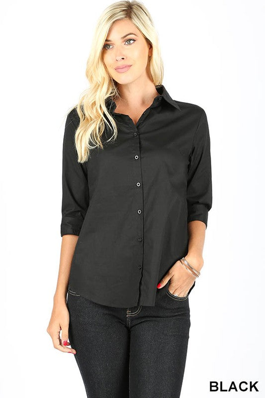 COTTON 3/4 FOLDED SLEEVE CLASSIC SHIRT-GT-045