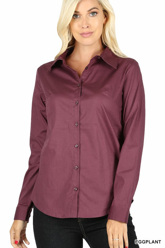 COTTON LONG SLEEVE CLASSIC SHIRT - MISSY FIT-GT-046