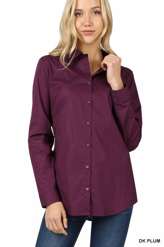 COTTON LONG SLEEVE CLASSIC SHIRT - MISSY FIT-GT-046