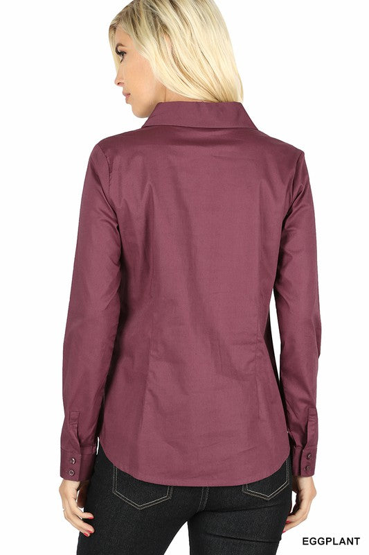 COTTON LONG SLEEVE CLASSIC SHIRT - MISSY FIT-GT-046