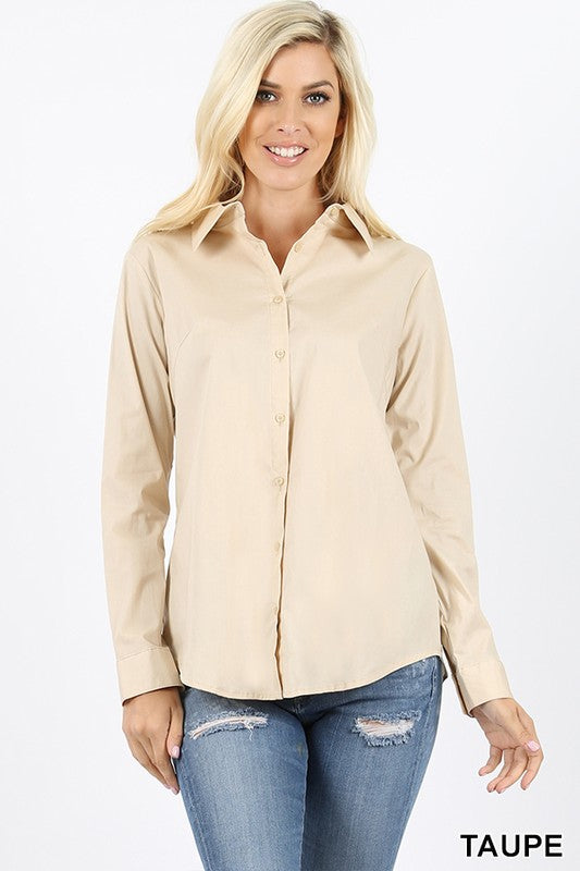 COTTON LONG SLEEVE CLASSIC SHIRT - MISSY FIT-GT-046