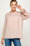 Dot Textured Smocked Casual Top