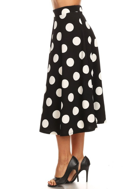 High Waisted, A-line, Midi skirt -S6132 BPO BKW