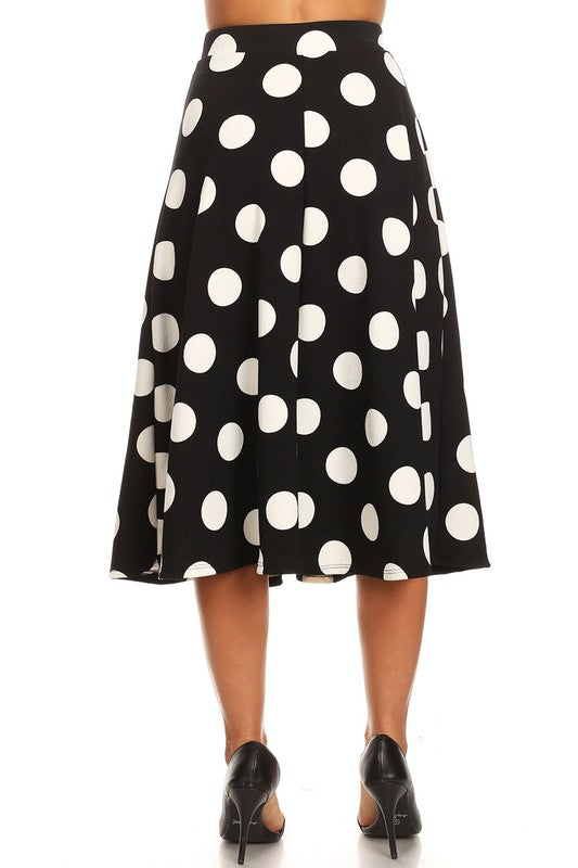 High Waisted, A-line, Midi skirt -S6132 BPO BKW