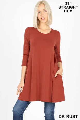 Swing Tunic with Pockets-RT-9928P-II