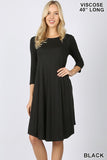 VISCOSE 3/4 SLEEVE ROUND NECK KNEE LENGTH DRESS- VD -7002 II 40 INCH
