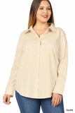 PLUS COTTON LONG SLEEVE CLASSIC SHIRT - MISSY PLUS