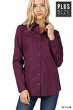 PLUS COTTON LONG SLEEVE CLASSIC SHIRT - MISSY PLUS