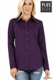 PLUS COTTON LONG SLEEVE CLASSIC SHIRT - MISSY PLUS