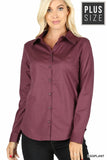 PLUS COTTON LONG SLEEVE CLASSIC SHIRT - MISSY PLUS