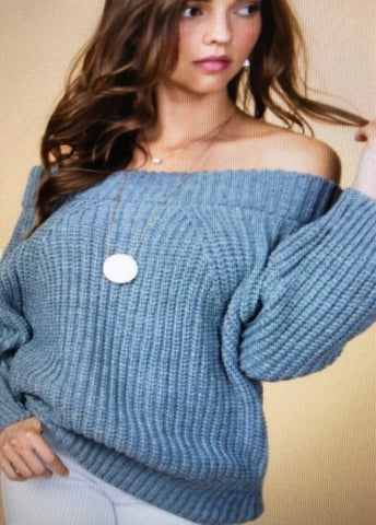 Off shoulder long sleeve sweater-LT31025
