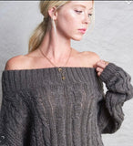 Off Shoulder Knit Sweater Knit Sweater-mls1040-b31