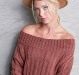Off Shoulder Knit Sweater Knit Sweater-mls1040-b31