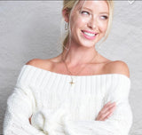 Off Shoulder Knit Sweater Knit Sweater-mls1040-b31