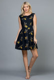 BIG BEE PRINT DRESS WITH POCKETS AND TIE BACK