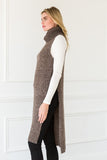 Open side seam sleeveless turtle sweater tunic -16578