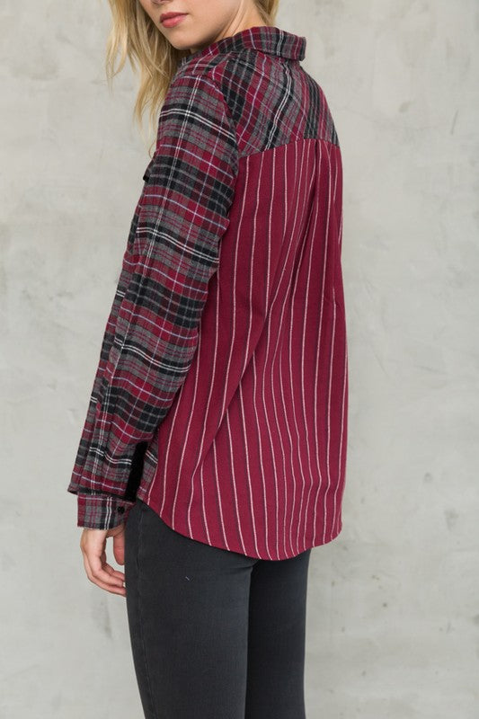 Plaid shirt with contrast back -16494