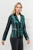 One button stripe velvet formal jacket -16545