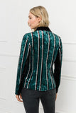 One button stripe velvet formal jacket -16545