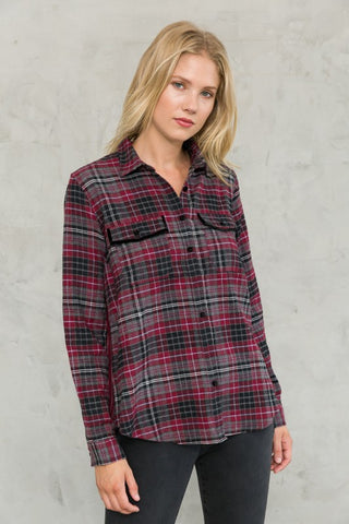 Plaid shirt with contrast back -16494