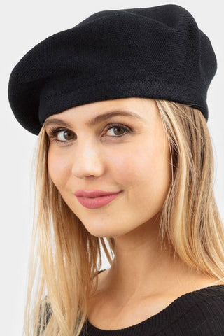 Stretchy Solid Beret Hat-H0011