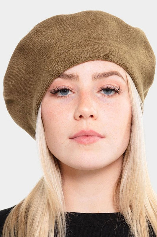 Stretchy Solid Beret Hat-H0011
