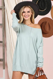 ROUND NECK LOOSE FIT TUNIC LENGTH SOFT SWEATER