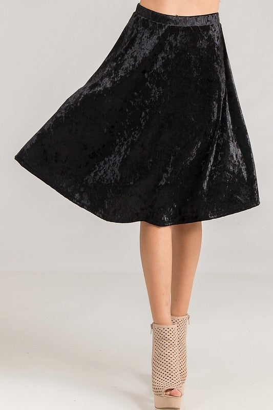Crushed Velvet Twirly Skirt-LVS-10061VT | Pom Pom Boutique