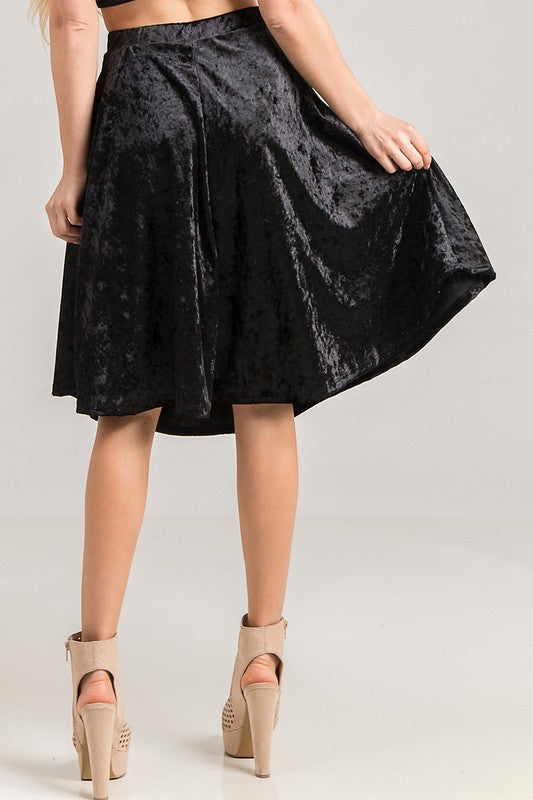 Crushed Velvet Twirly Skirt-LVS-10061VT | Pom Pom Boutique