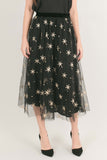 Gold Star Embroidered Black Tulle Skirt-SWE2700 GOLDSTAR