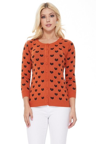 Cat Pattern Cardigan Sweater-MK3466-A1
