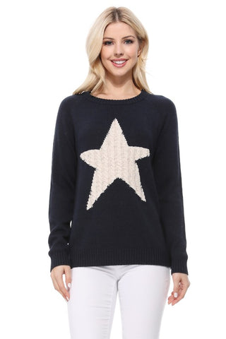 Knitted Star Pullover Sweater-MK3506-STAR-C-A1