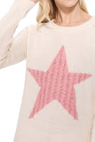 Cute Star Jacquard Round Neck Pullover Sweater