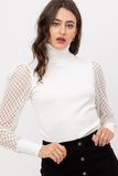 PUFF LONG SLEEVE TURTLE NECK KNIT TOP -9723WN...