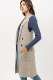 Open Front Collared Long Line Knit Vest Cardigan -9010WHX.